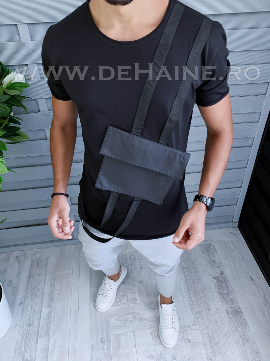 Tricou barbati negru slim fit vagabond b1967 p10-5*